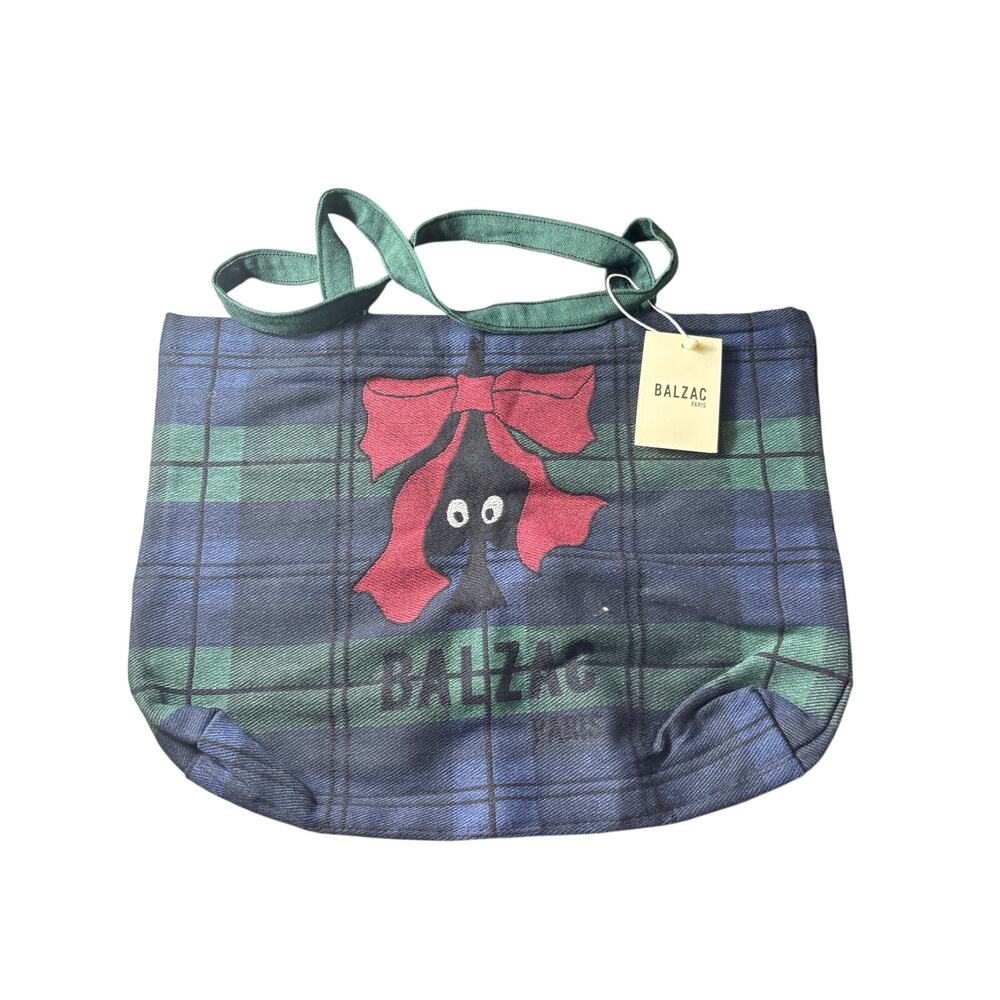 NWT Balzac Paris Tartan Vert Et Marine Bag 18"x14"